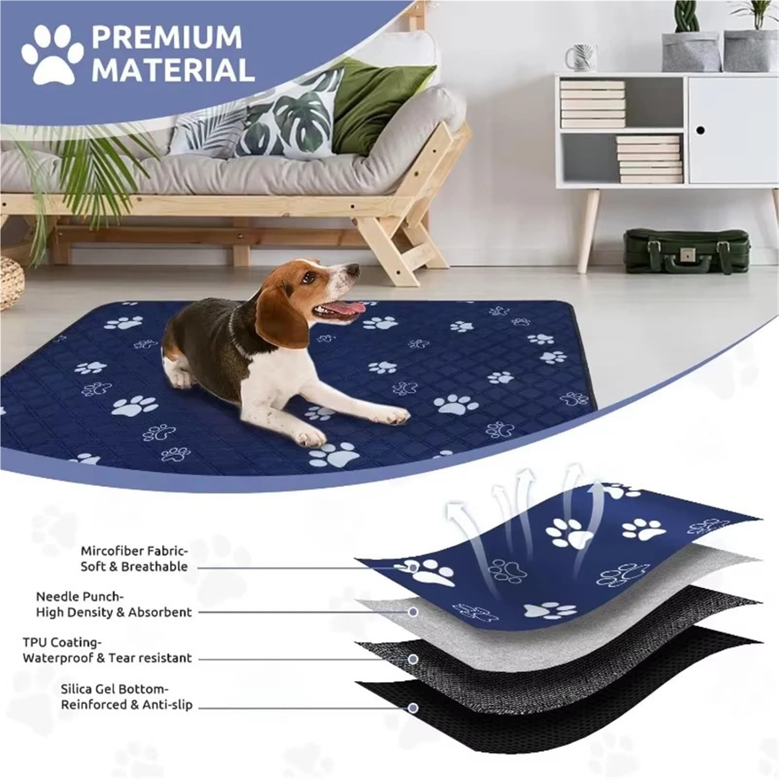 Alfombrilla de refrigeración extragrande para perros, cama fría para mascotas, base de hielo | azul, 100 x 90 cm L