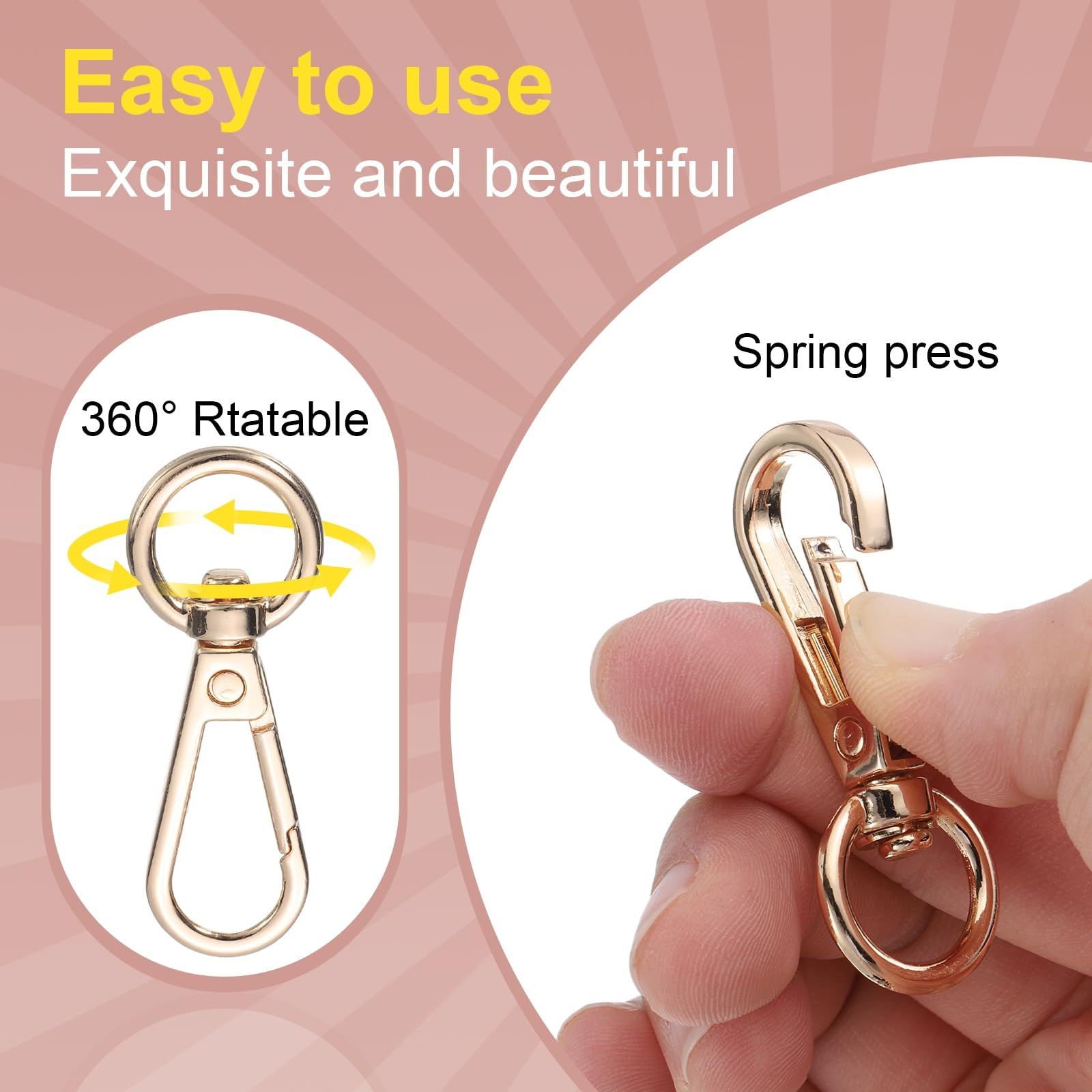 uxcell 1.8" Swivel Lobster Claw Clasps Keychain - Image 4