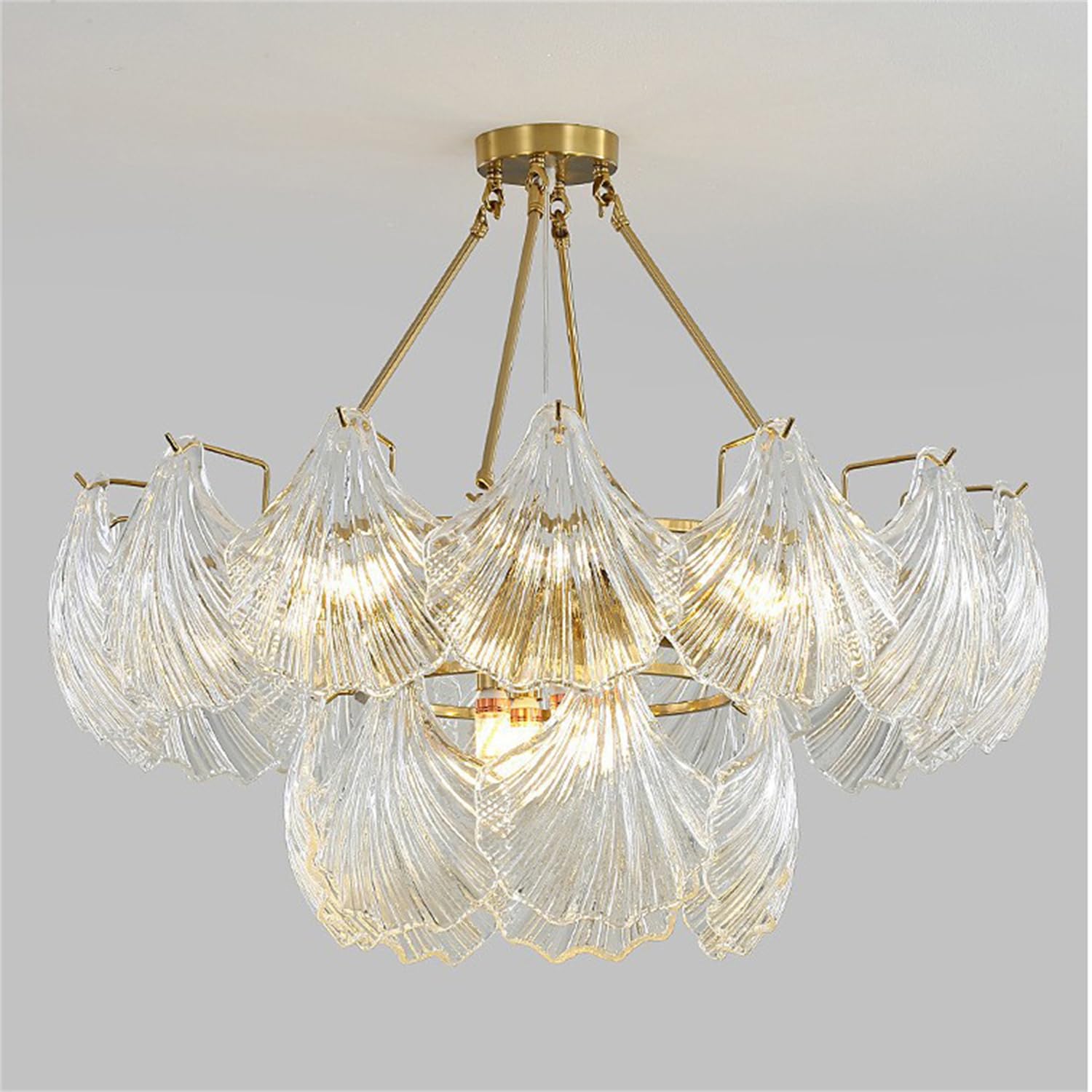 Plafonnier pour salon et cuisine au design de lustre dorés à 9 lumières