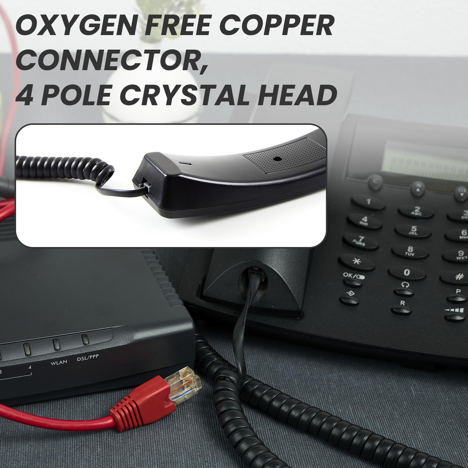 Cavo Telefonico Spirale RJ9 Nero - Lunghezza 3m, Confezione Da 2 - Per Telefoni Fissi - Foto 2