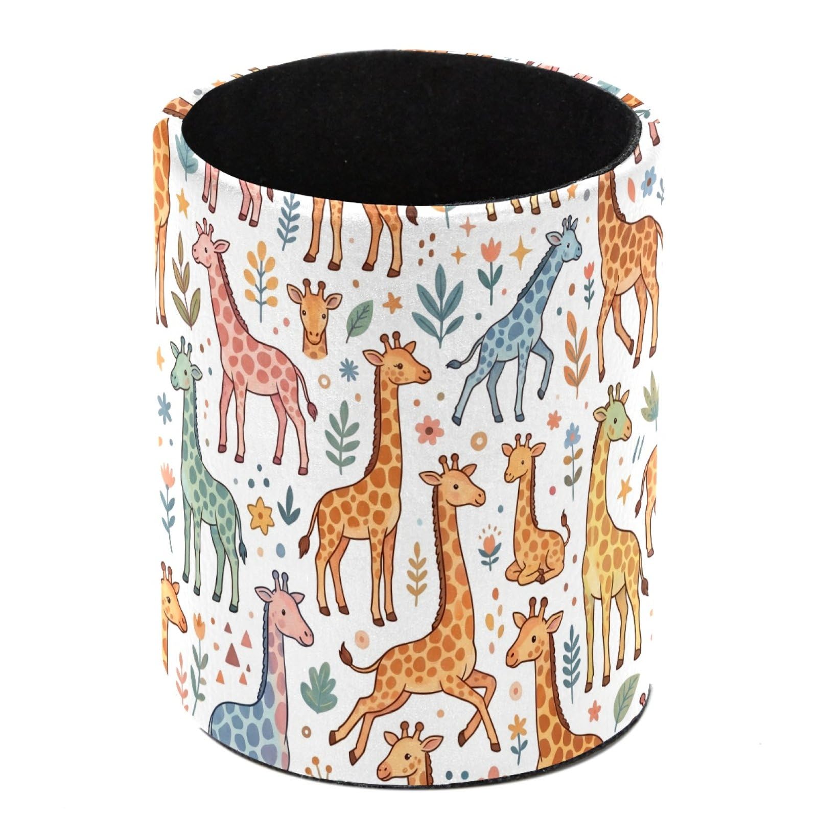 HEOEH Cartoon Giraff Pen Holder for Desk, PU Leather Pencil Holder Pen Cup Marker Holder Makeup Brush Holders, Desk Accessories & Workspace Organizers for Home, Office
