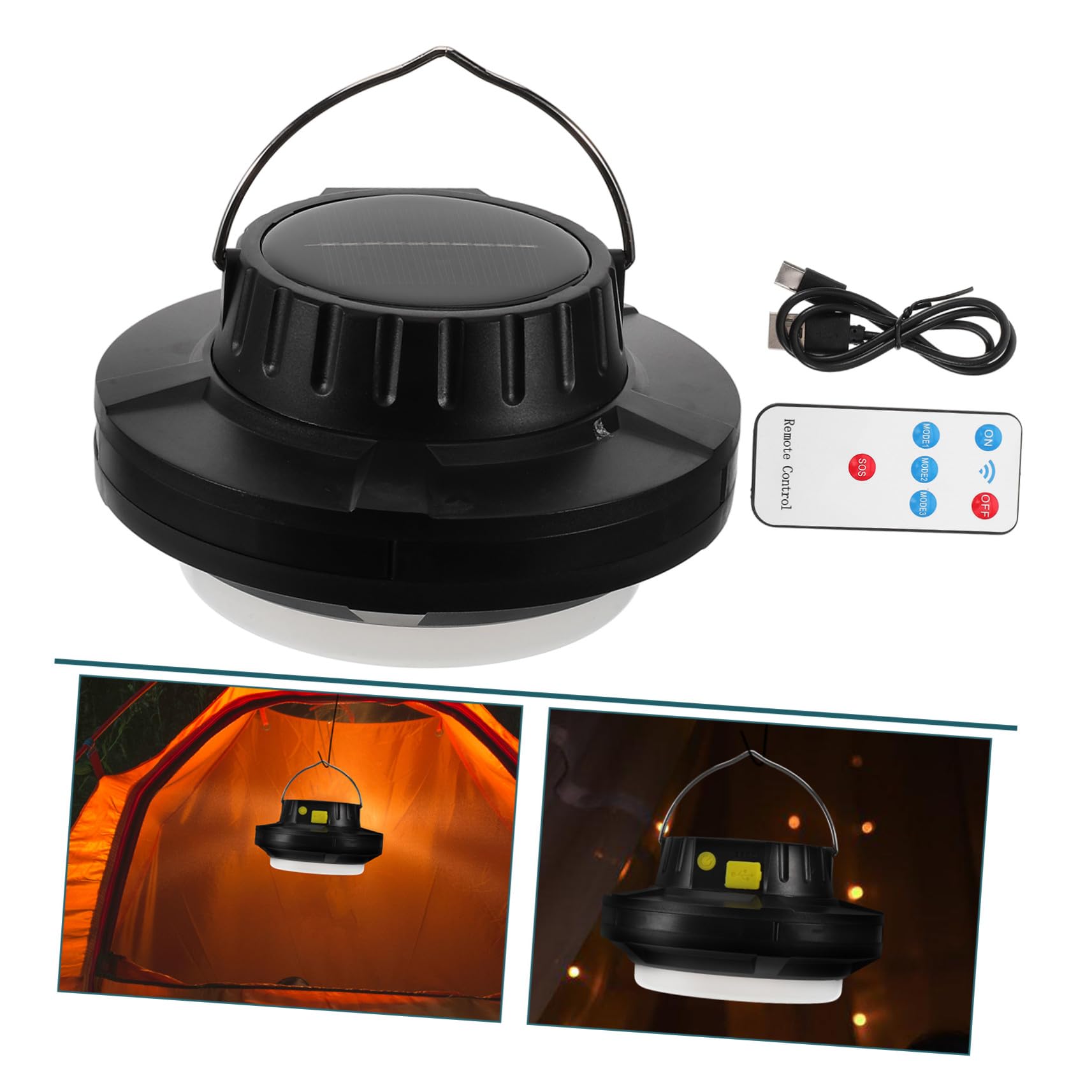 Linterna Solar Recargable USB Luz Emergencia Portátil para Camping Senderismo y con Luz para Tienda y Rv Exterior
