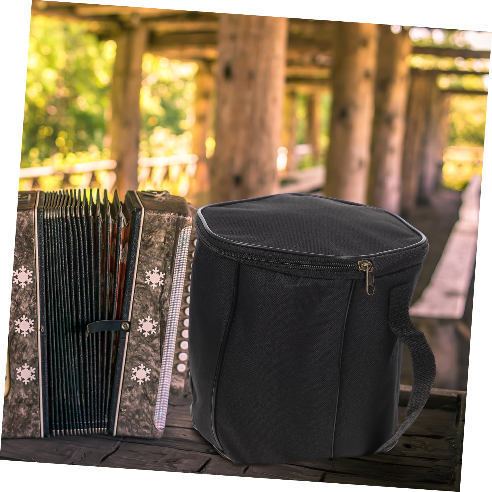 ibasenice Pochette Bandoulière Renforcée Doublure Épaisse et Accordéon Noire en Tissu Oxford Poignée Confortable, Paquet Portable et Anti-poussière pour Écoles et Églises