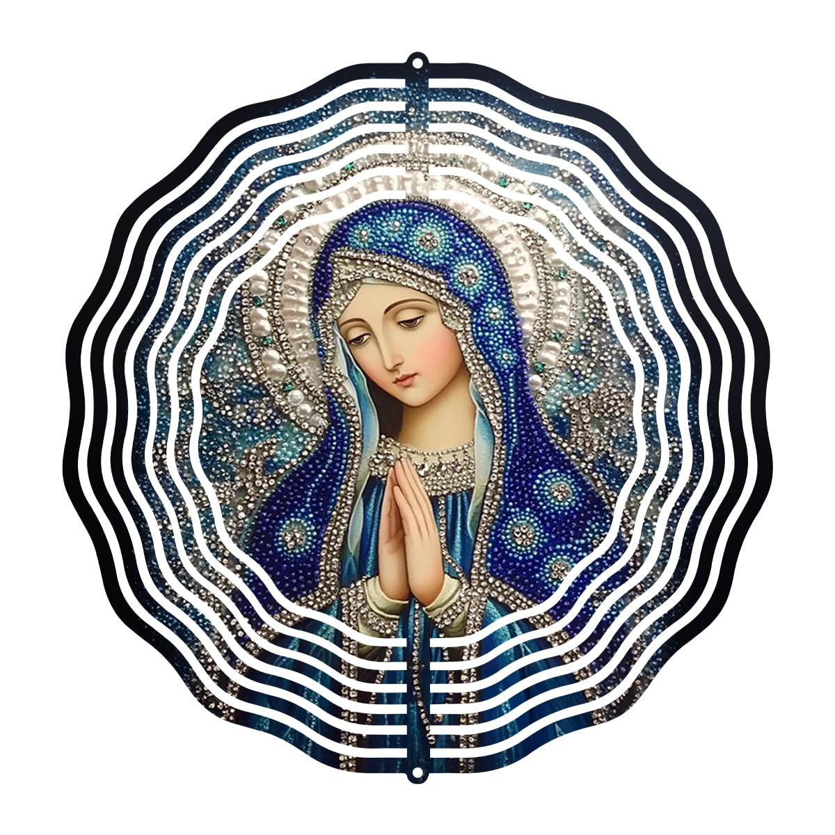 Virgin Mary Prayer Wind Spinner, Metal Wind Spinners Outdoor Indoor, Religious Virgin Mary Hanging Garden Decor for Outside, Stainless Wind Spinners for Yard and Garden 10 inch 3D (25.76X25 CM)
