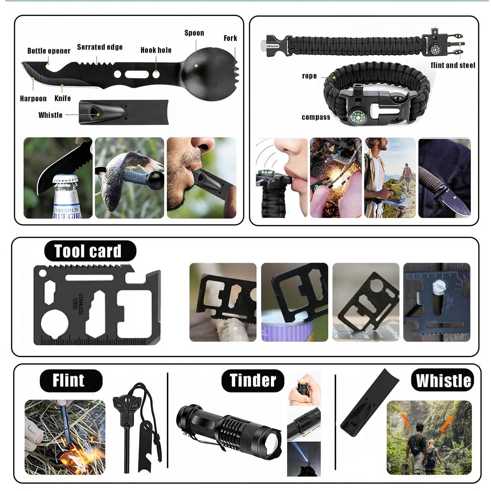 Kit de Supervivencia, Botiquín de Primeros Auxilios, Equipo de Supervivencia, Herramientas, Kit de Trauma con Bolsa Molle para Terremotos, Regalos para Hombres, Papás, Esposos Y Mujeres