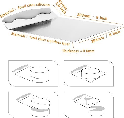 Miniatura 3 de TOPHOME Pala de transferencia segura para hornear pasteles de cocina de acero inoxidable, espátula para galletas, raspador inferior, cortador de