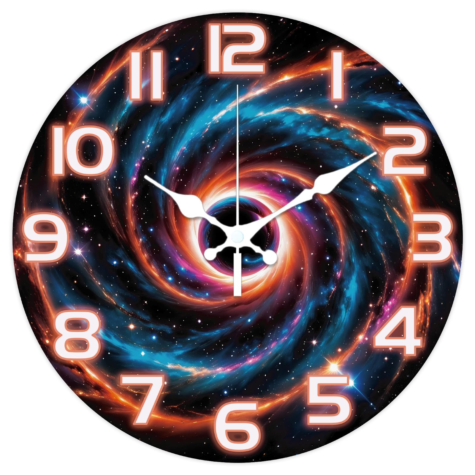 Horloge murale 30,5 cm trou noir pour habiller et moderniser un mur blanc vide