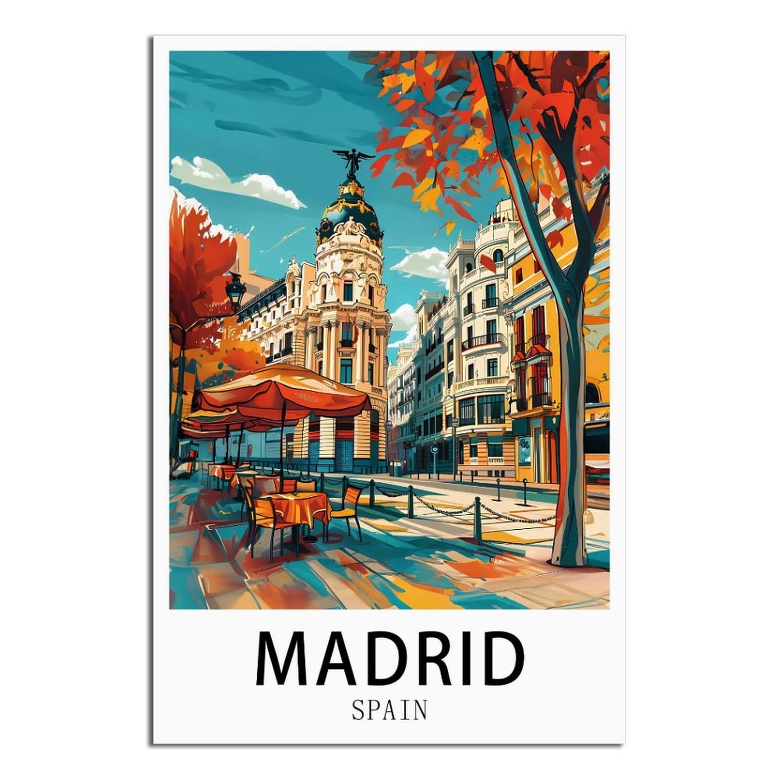 EZMLFA Diamond Painting Art Kits,Madrid Spain Chair,5D Diamond Painting Kit for Adults Beginners, DIY Full Round Drill Gem Art Kits for Home Decor 30x40cm