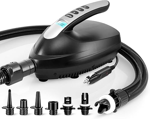 Serene Life - Compresor de bomba de aire eléctrica digital - Inflador de aire rápido de 110 W 12 voltios wLCD, 0-16 PSI ajustable - Para deportes
