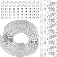 Swpeet 1 Rolo De 10 Jardas De Fita De Zíper De Nylon Cinza Nº 5 Com 20 Cursores De Zíper Combinados, Conjunto De Zíper Infinito De Reposição Com Cursor Duplo E Simples Para Costura.