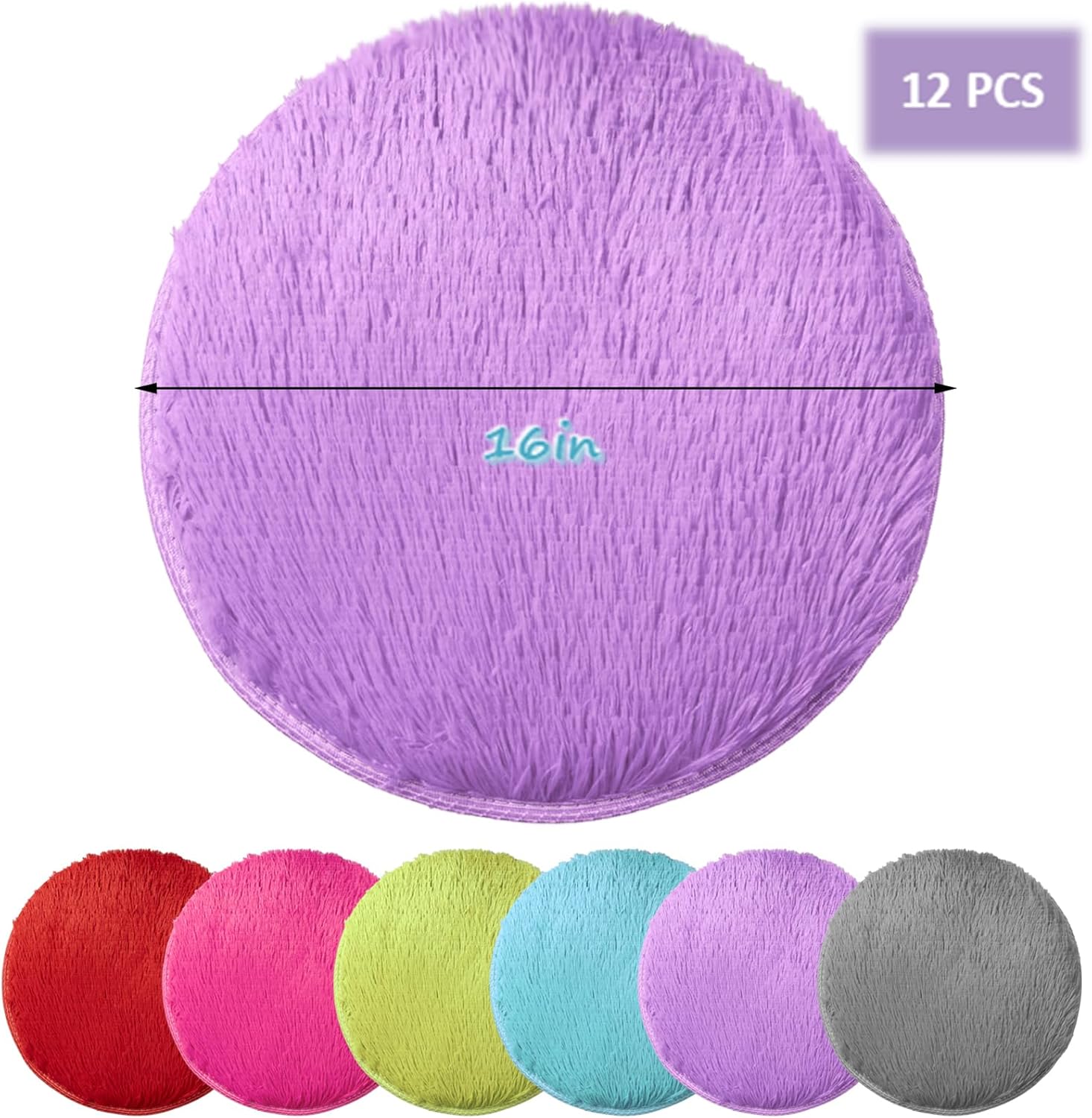 12 Pcs Kids Carpet Circle Seats 16" Kids Classroom Rug Floor Cushions Round Soft Warm Floor Rug Mat for Classroom, Home School Story Time, Group Activity Educational Learning Playing Areas (12)