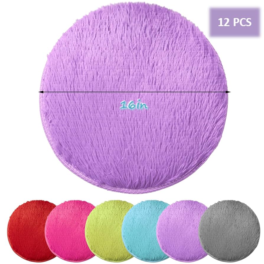 12 Pc Kids Classroom Carpet Circles - 16 Inch Pastel Face Rugs, Floor Seats For Group Activities & Learning