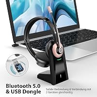 Earbay Bluetooth Headset Mikrofonnal és Zajszűréssel, USB Dongle és Töltőállomás, Vezeték Nélküli Fejhallgató Számítógép Telefon Iroda 3