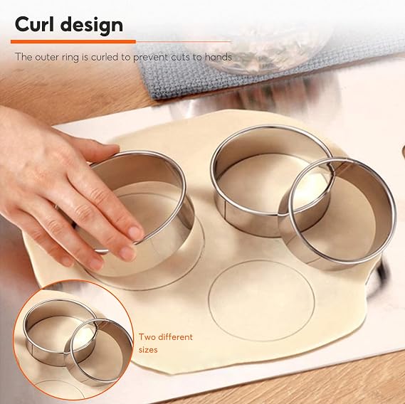 Dumpling Maker, 5 Pcs Dumpling Maker Set, Stainless Steel Dumpling Maker Set Dumpling Mould Ravioli Maker and Flour Ring Cutter with Stuffing Spoon for Dumpling Ravioli Pastry Empanadas