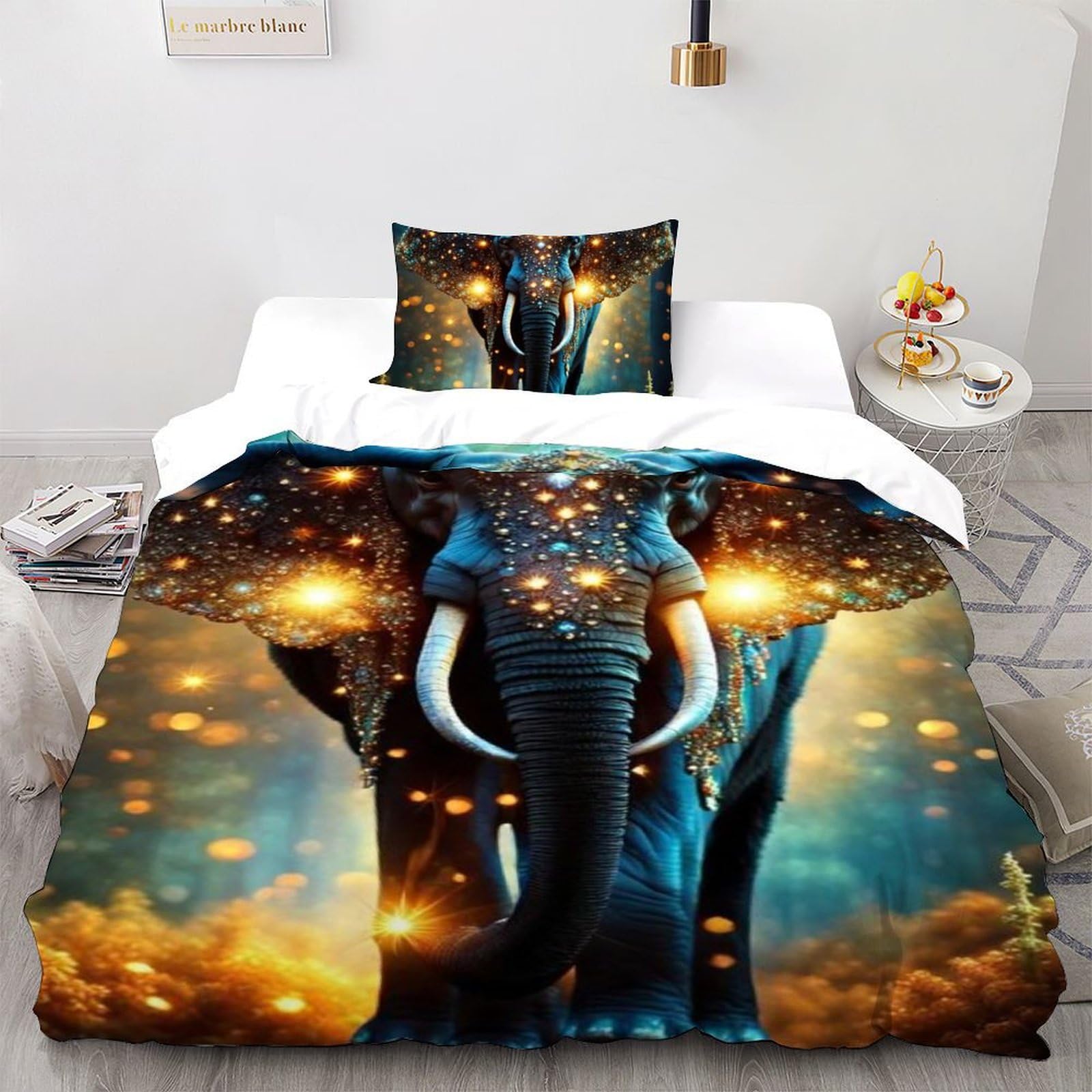 Couvre-lit microfibre éléphant parure imprimée 2 pièces douce