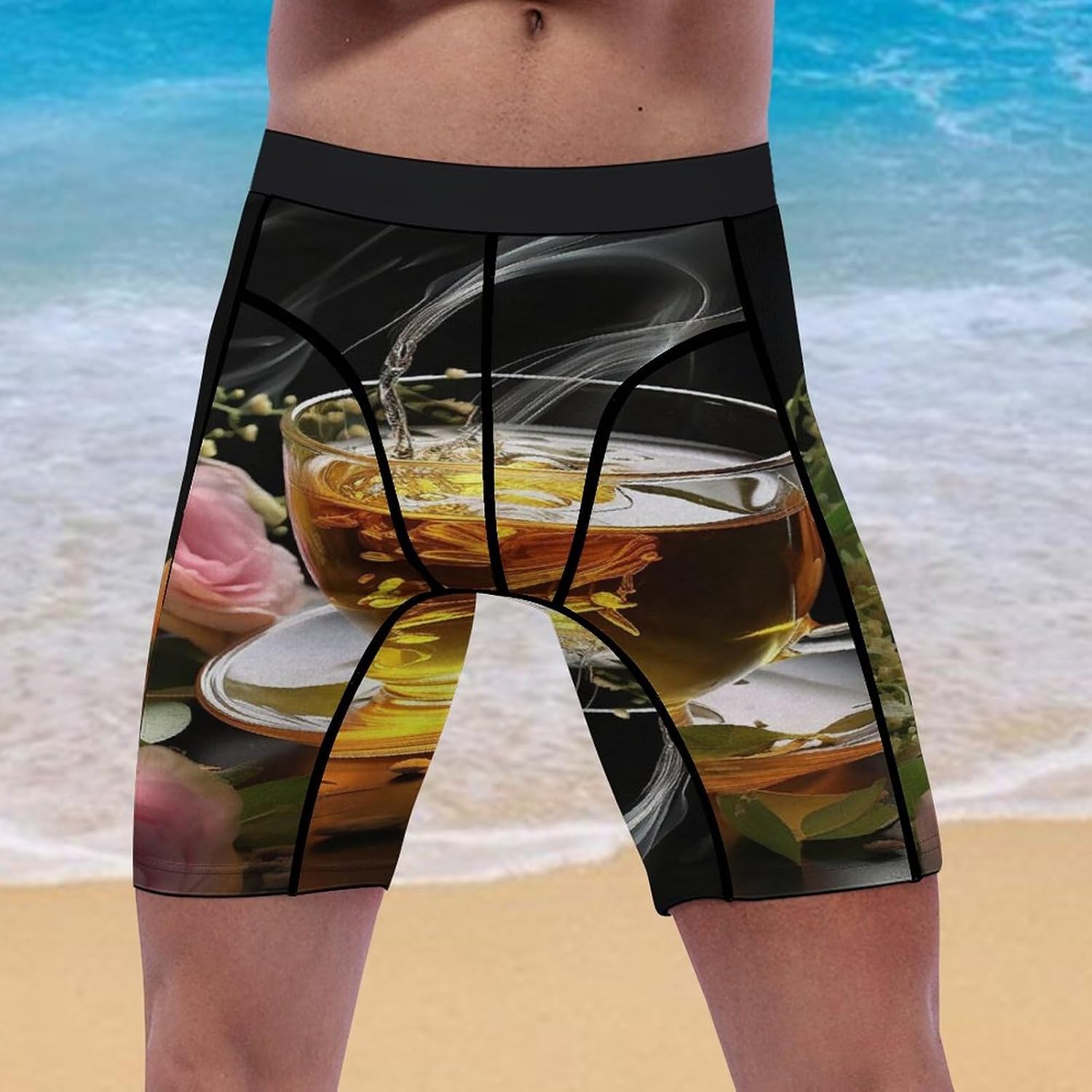 Cup of Tea Compression Shorts Men Spandex Sport Shorts Workout Performance Baselayer Underwear