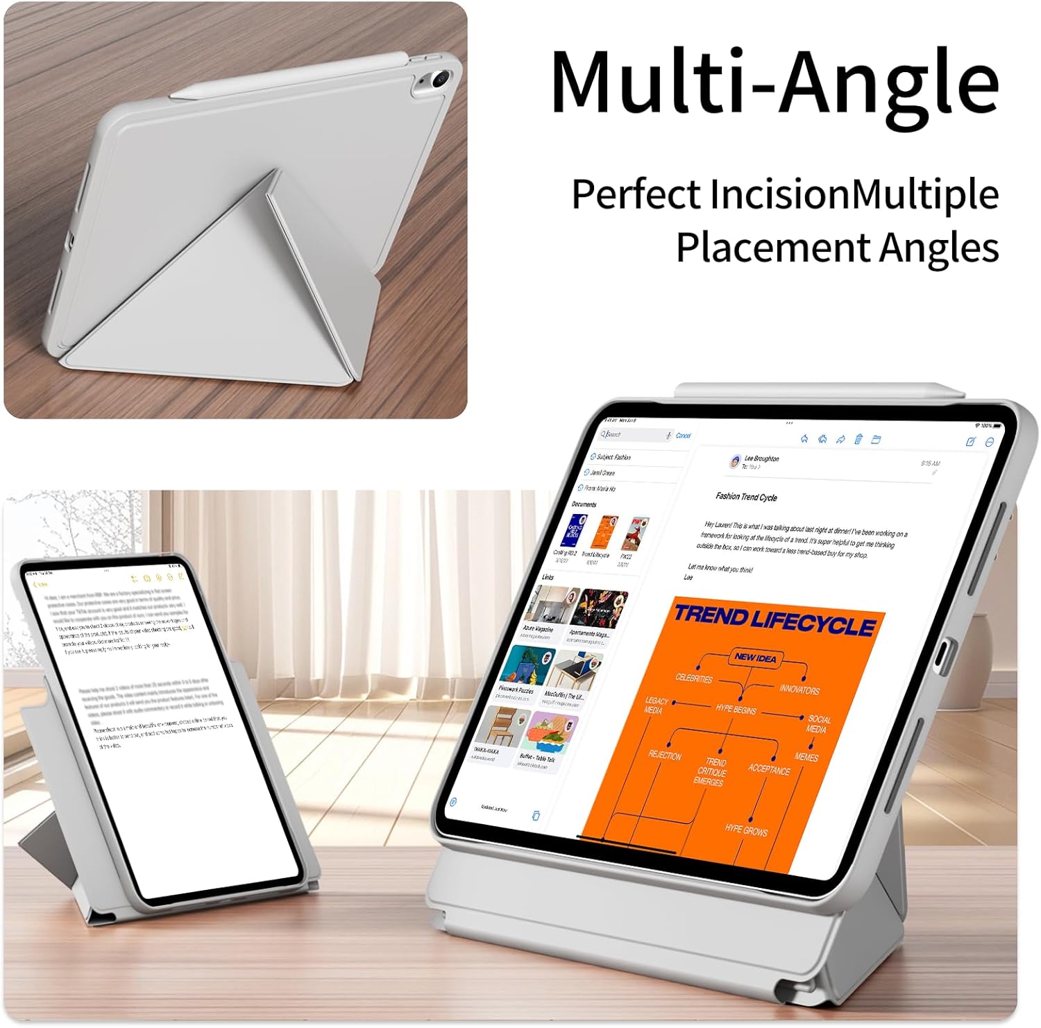 Dynamic Case for iPad A16 11th Generation 11-Inch 2025 & iPad 10th Generation 10.9-Inch 2022, Detachable Magneic Slim Shockproof Cover with Strong Heat Dissipation, Auto Wake/Sleep, Gray