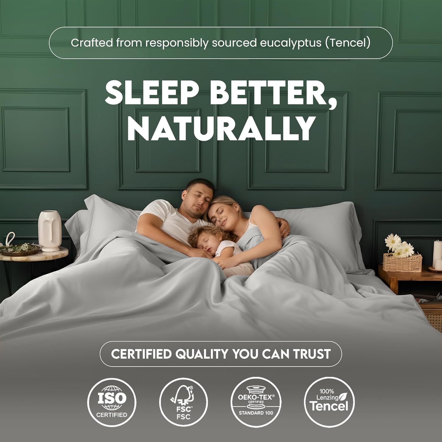 100% Eucalyptus Tencel Queen Bed Sheets, 18 Inch Deep Pocket Queen Sheets, Cooling Sheets with Elastic Corner Straps, Eucalyptus Silk Tencel Lyocell (Cool Grey, 4PC Queen) - Image 7