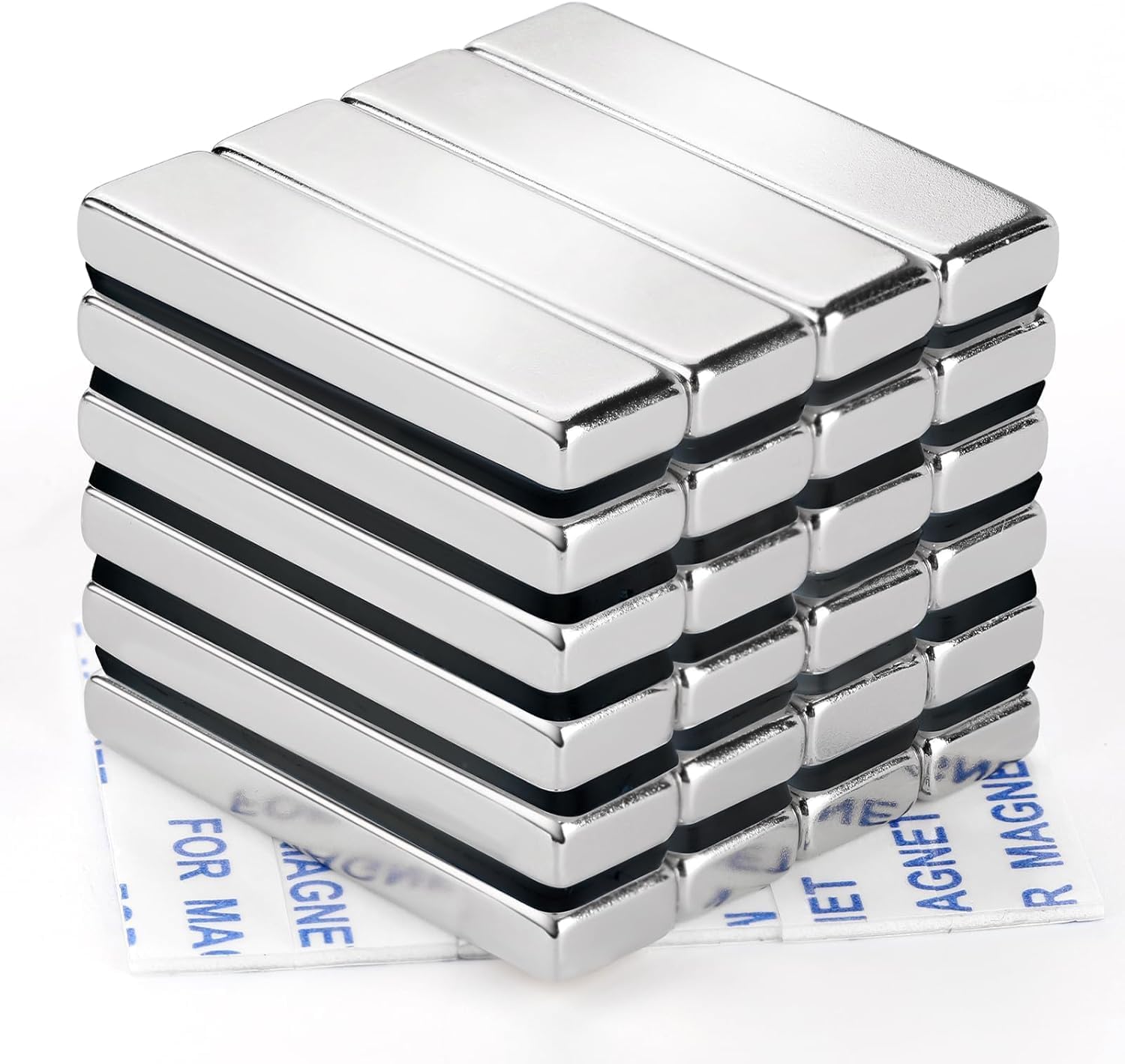 2 Decorative Heavy-Duty Metal Magnets with Double-Sided Adhesive, Ideal for refrigerators, Kitchens, DIY Projects, and Office Settings. Dimensions: 40x10x5 mm.