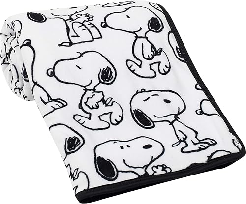 Miniatura 4 de Lambs & Ivy Classic Snoopy Minky y Faux Shearling Baby Blanket - Blanco/Negro
