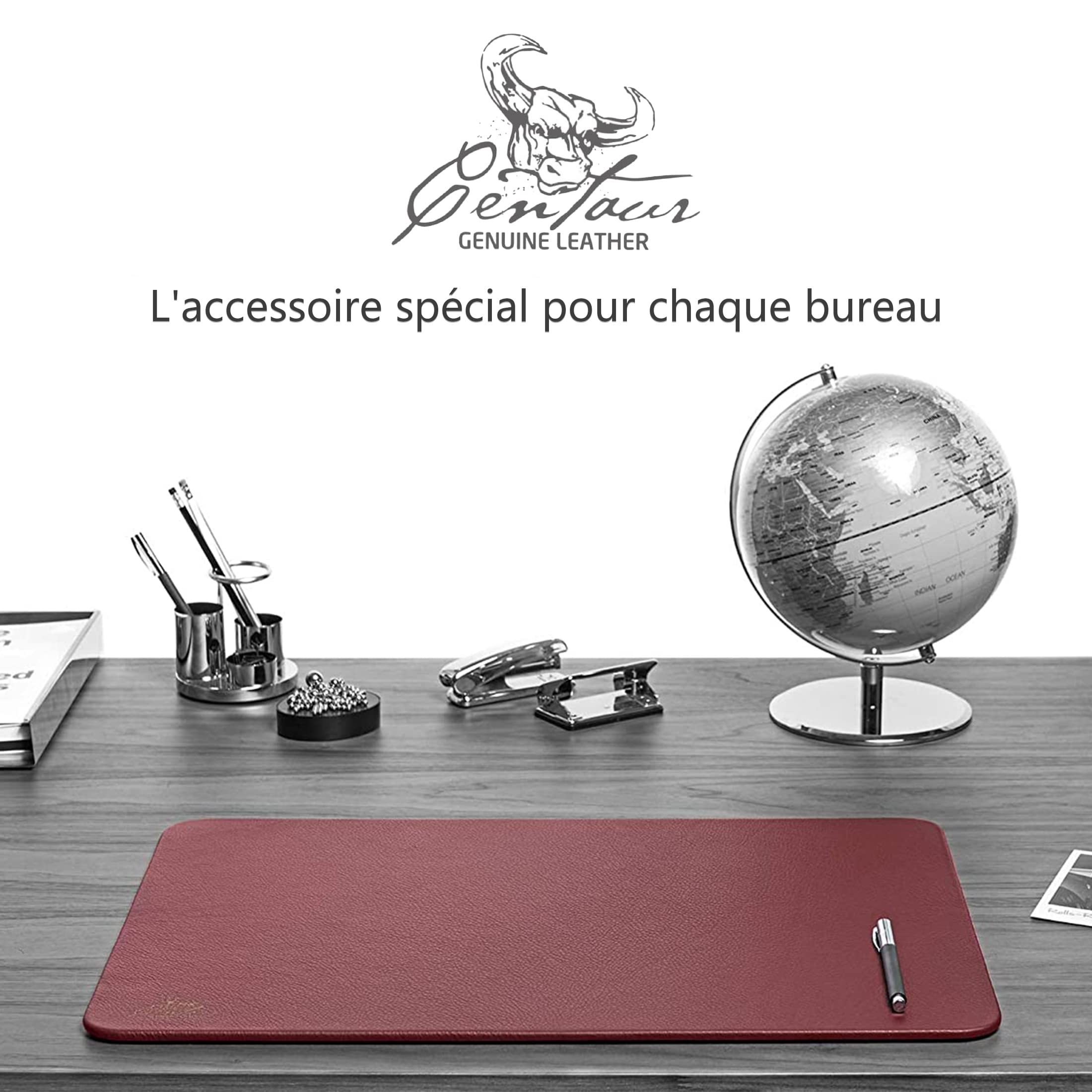 Sous-main en cuir Centaur - Fait main - Plusieurs coloris et tailles disponibles 40x60 rouge bordeaux