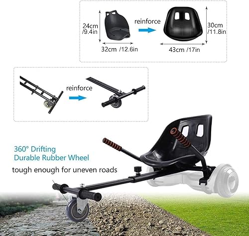 Miniatura 2 de Accesorio de asiento para aeropatineta para aeropatineta de 6.5 a 10 pulgadas, kit de conversión de buggy go kart, accesorio para scooter de