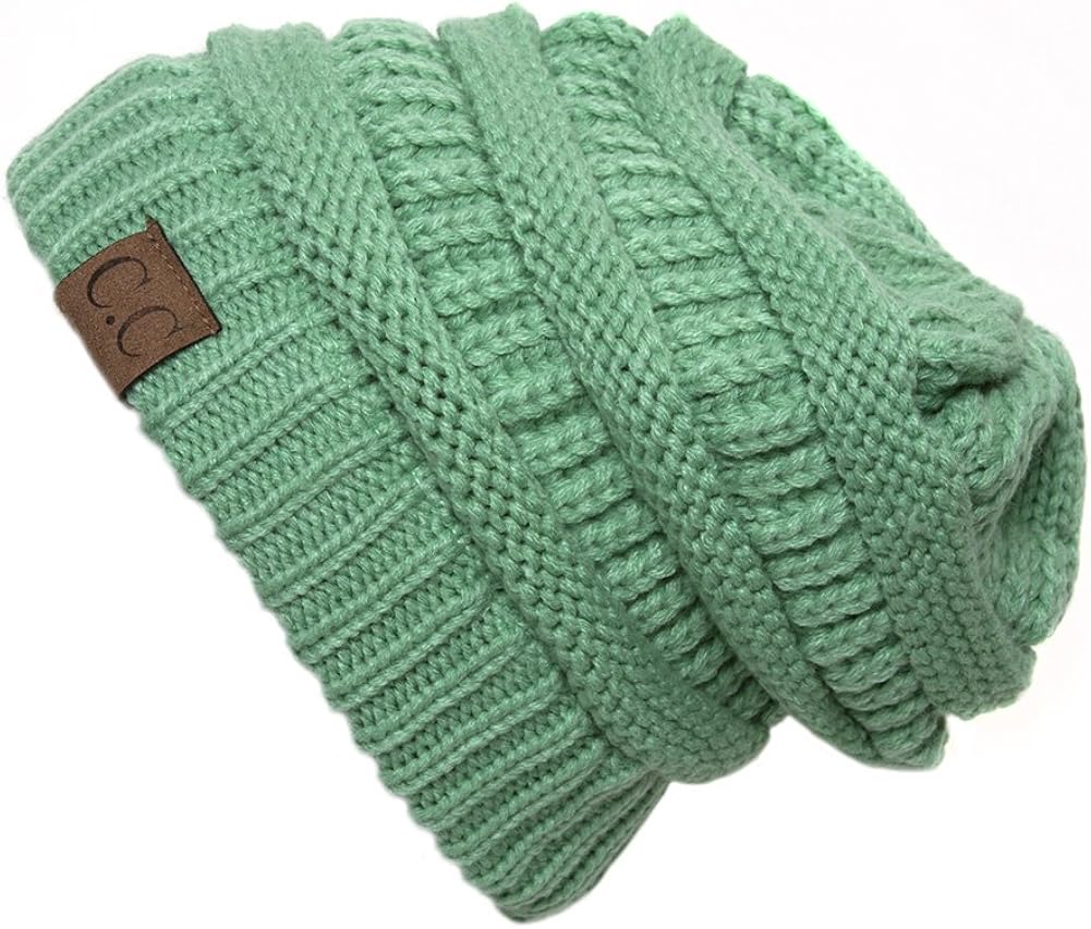 Sage Thick Knit Soft Stretch Beanie Cap 