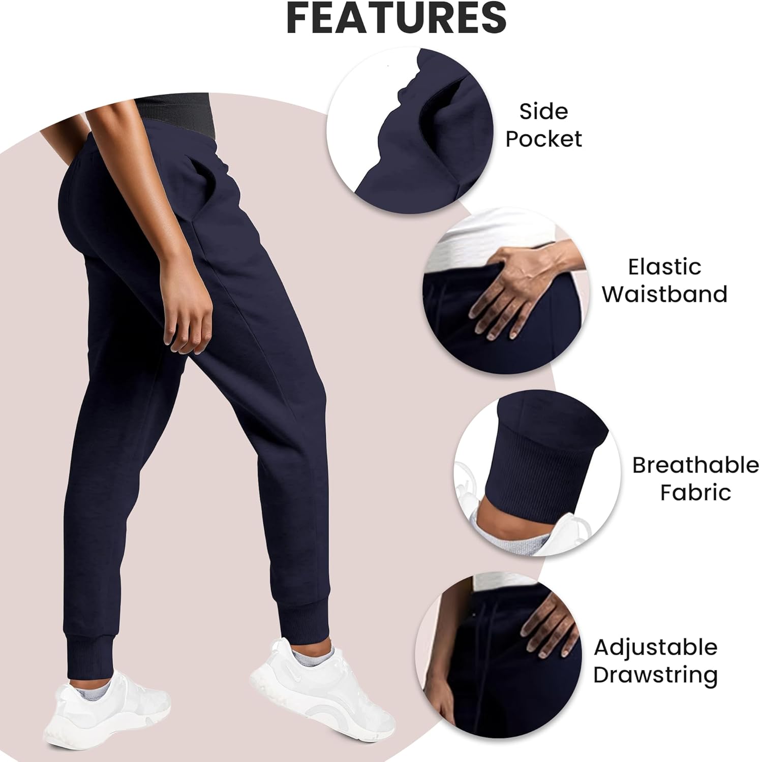 Common Stitch 3 Pack Sweatpants Women - Womens Sweatpants with Pockets, Fleece Womens Joggers, Yoga Pants (Available in Plus) - Image 2