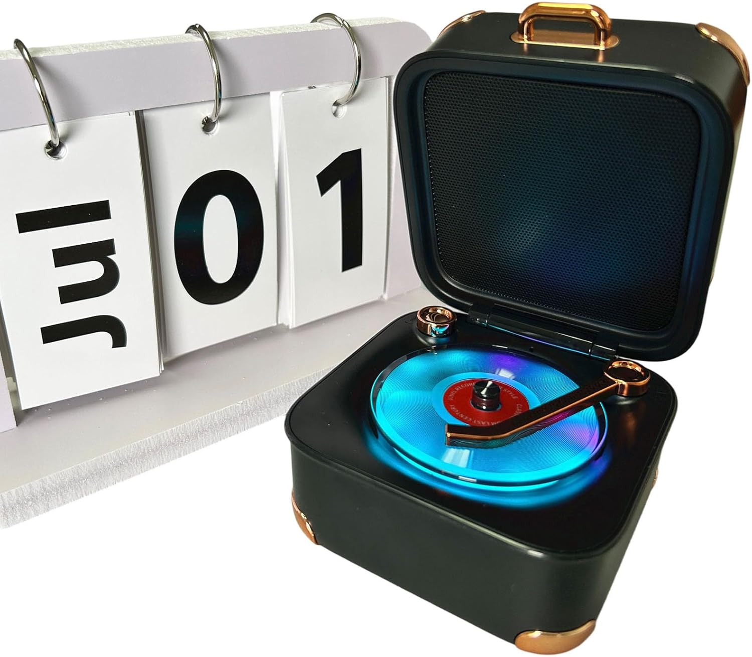 Retro Bluetooth Speaker Portable Vintage Record Player Decor TWS Speakers with RGB Light Small Wireless Speakers Support TF Card Birthday Kawaii Gifts Ideas for Women Men Teens