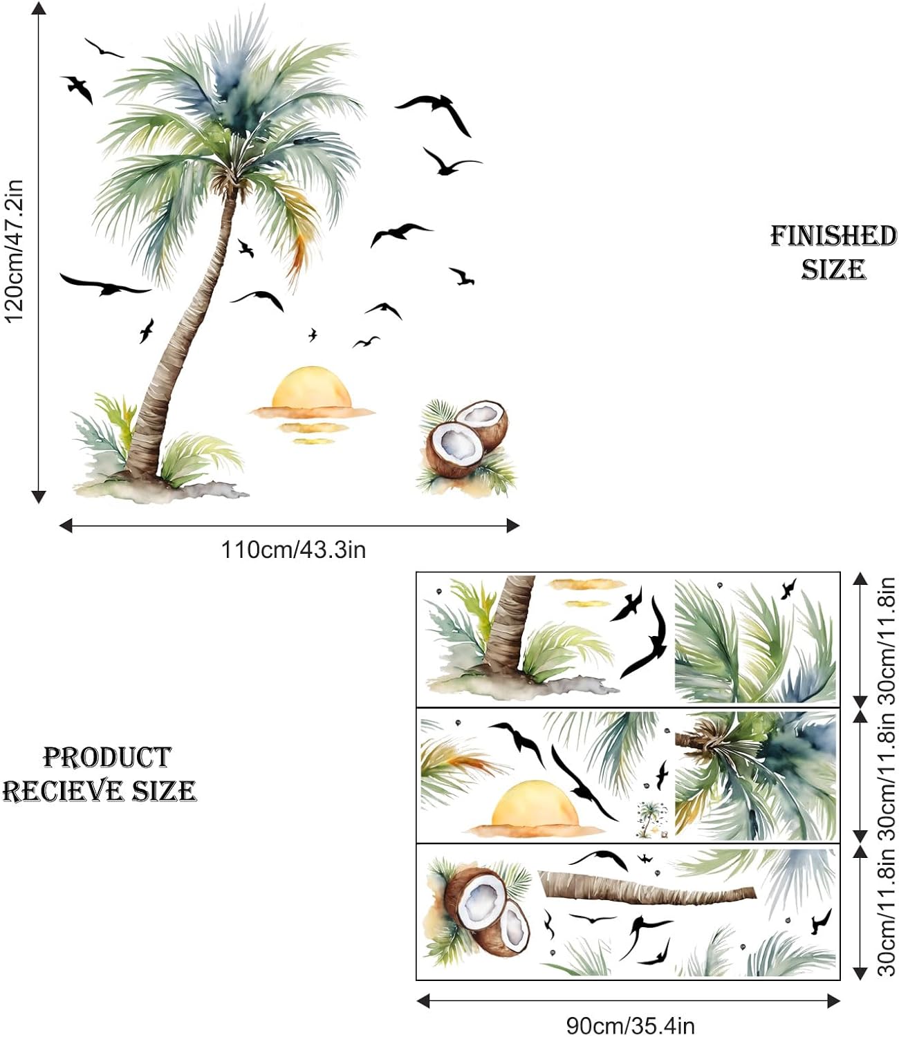 Supzone Palm Tree Wall Stickers Tropical Spring Summer Plant Sunset Boho Beach Wall Decals Peel and Stick Wall Art Decor for Baby Nursery Classroom Living Room Bedroom Office Gifts for Mom 8 71 R+T4AMIL. AC SL1500