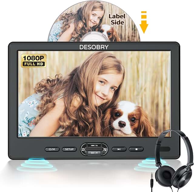 DESOBRY portable car DVD player with HDMI input