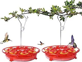 2-Pack Hummingbird Feeder - Hummingbird Feeders for Outdoors Hanging Ant and Bee Proof, Circular Perch with 8 Flowers Feeding Ports and 18 Lozenge Feeding Ports - Easy Filling and Easy Cleaning