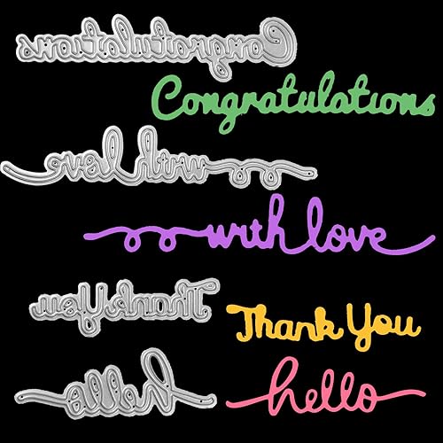 4 piezas troqueladas de metal, troqueles de corte de palabras de bendición, plantillas en relieve para álbumes de recortes y álbum de manualidades,