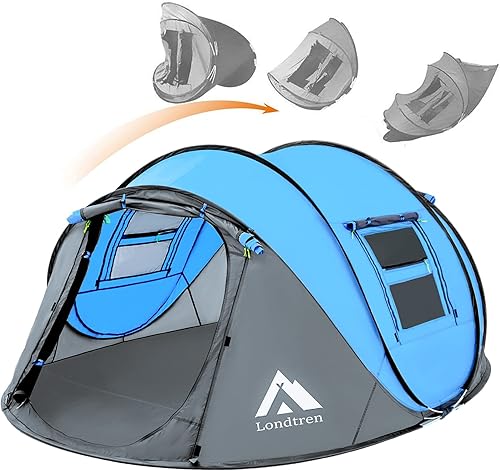 Tienda de campaña desplegable fácil para 4 personas, impermeable, configuración automática, 2 puertas, tiendas familiares instantáneas para acampar,