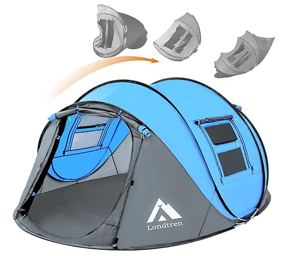 4 Person Easy Pop Up Tent Waterproof Automatic Setup 2 Doors-Instant Family Tents for Camping Hiking & Traveling
