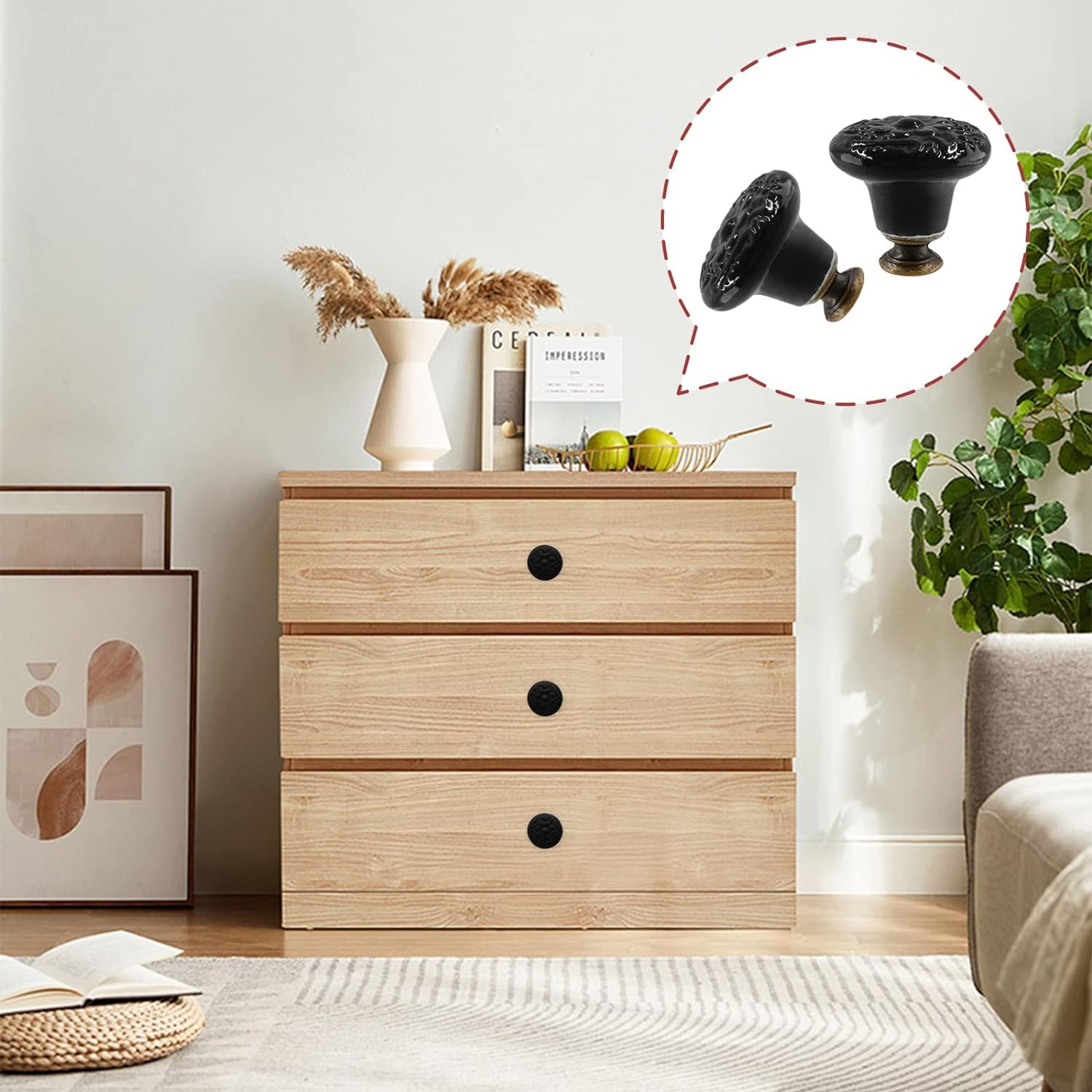 Amazon | 引き出しノブ 家具取っ手 箪笥 建築金具ツマミ 陶器 つまみ  