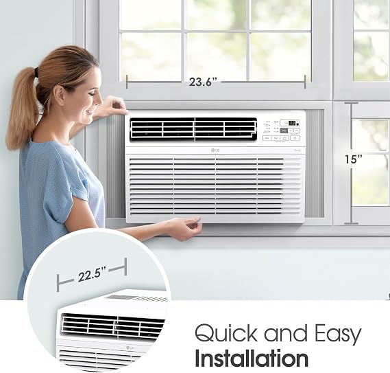 LG 14,000 Window Air Conditioner, 115V, 700 Sq.Ft. (25' x 28' Room Size), Quiet Operation, Electronic Control with Remote, 3 Cooling & Fan Speeds, Auto Restart, 14000 BTU, White