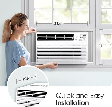 LG 14,000 Window Air Conditioner, 115V, 700 Sq.Ft. (25' x 28' Room Size), Quiet Operation, Electronic Control with Remote, 3 Cooling & Fan Speeds, Auto Restart, 14000 BTU, White
