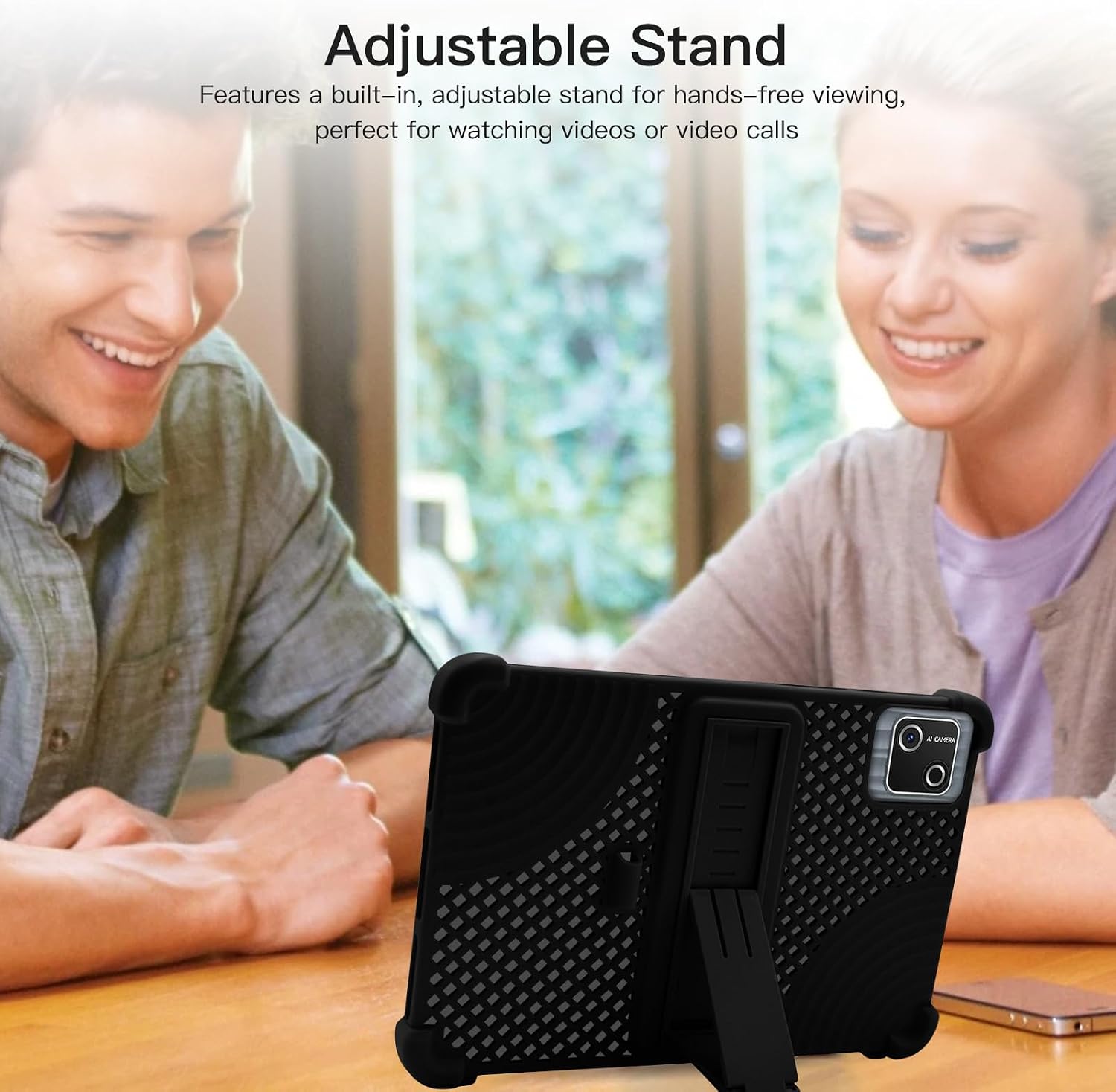 Case for HiGrace G13 10.1 inch,Heat Dissipation Tablet Case,Soft Silicone Protector Cover,Kids Friendly,Adjustable Stand Cover,4 Corners Thicken Shockproof, Black image 5
