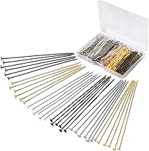 600 Pieces Flat Head Pins Gold-Plated 5 cm/2 in Flat Head Nails, 6 Colours Stud Earrings, Jewellery Nails, for Bracelets Colliers Boucles D'oreilles Réparation de Bijoux