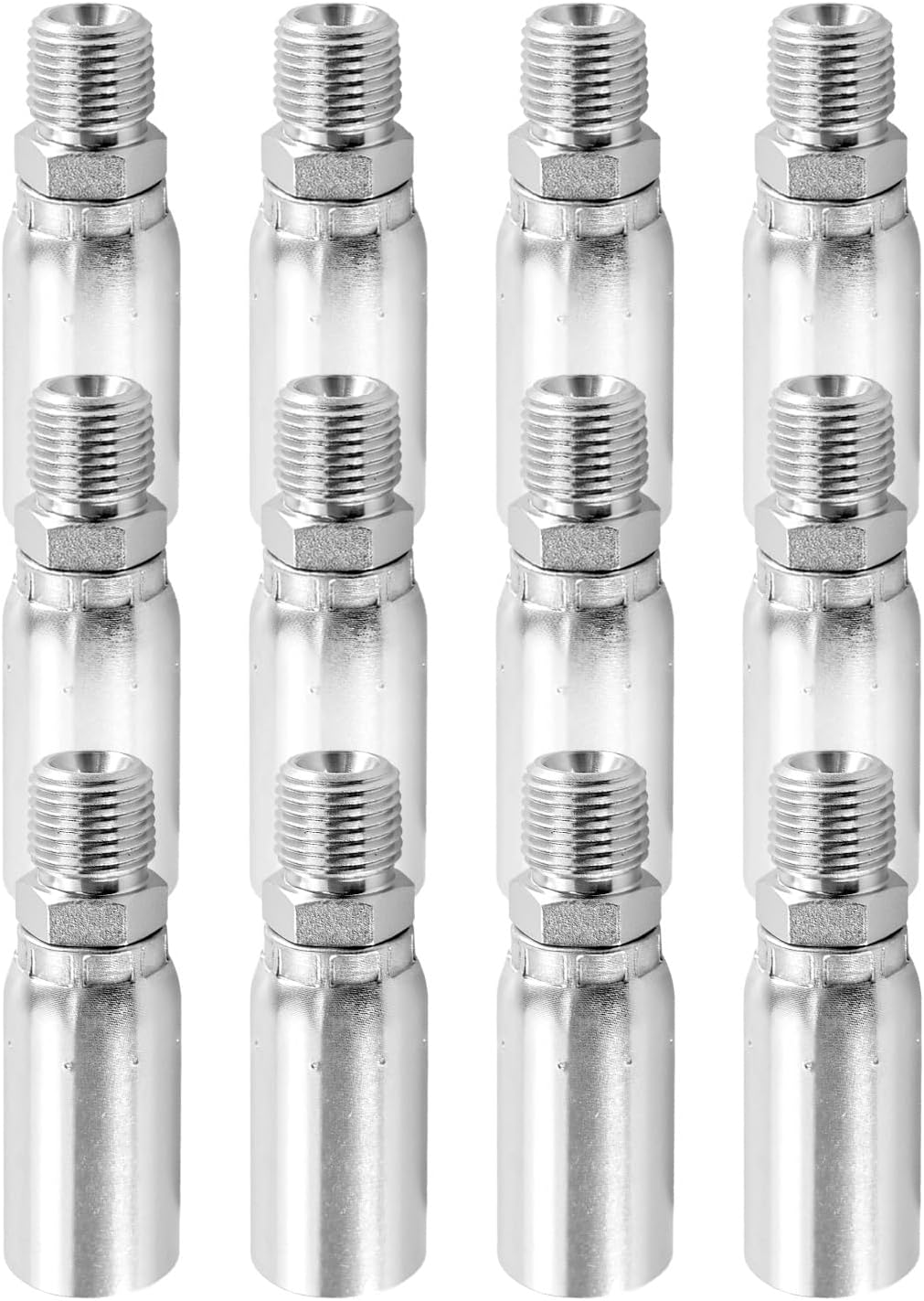 12 Pcs 1/4" Hose x 1/4" NPTF Male Pipe Thread Compatible with Weatherhead U-Series Dayco Other Adjustable Crimpers