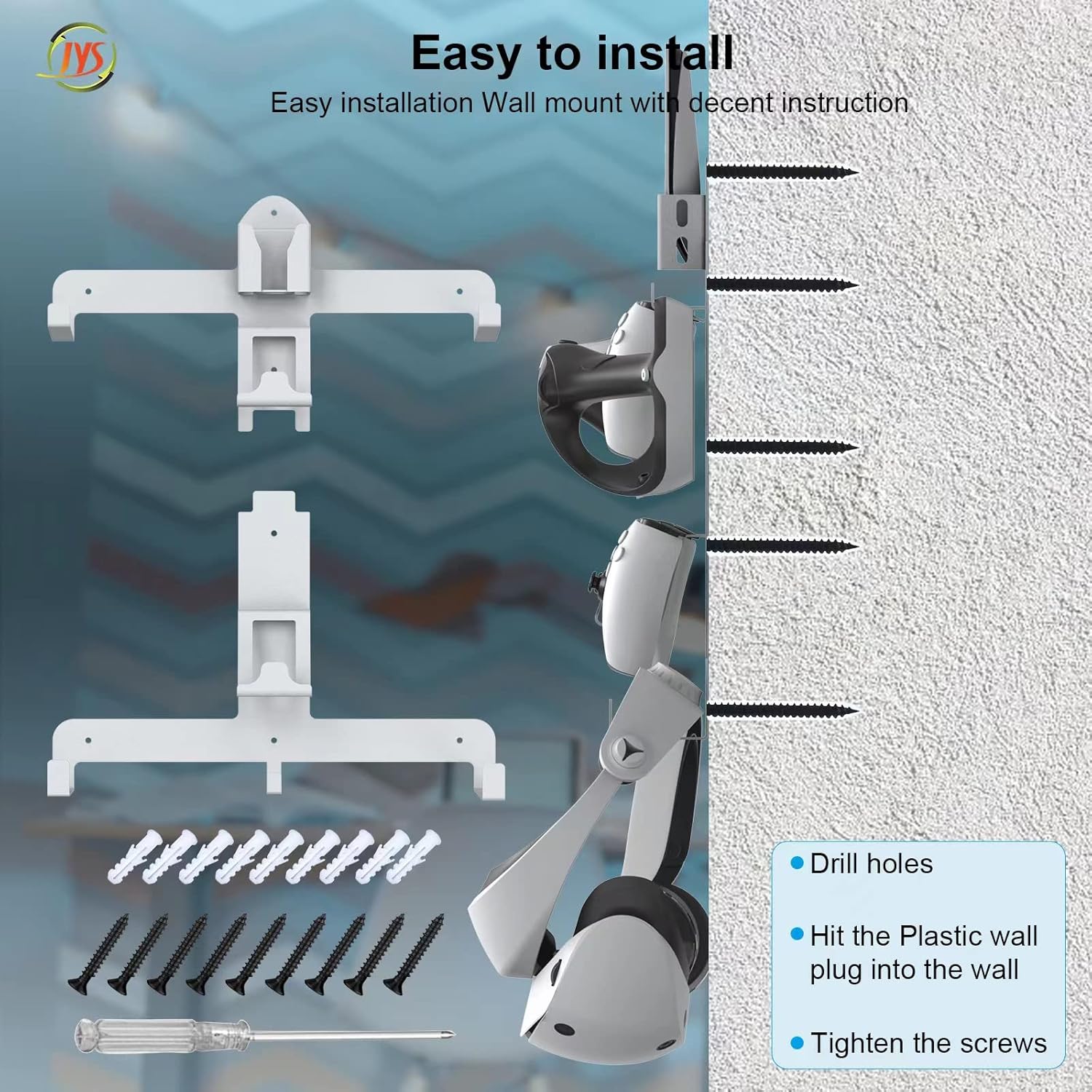 PS VR2 Accessories, PS VR2 Wall Mount Kit and PS VR2 Controller Charging Station with USB C Charging Cable