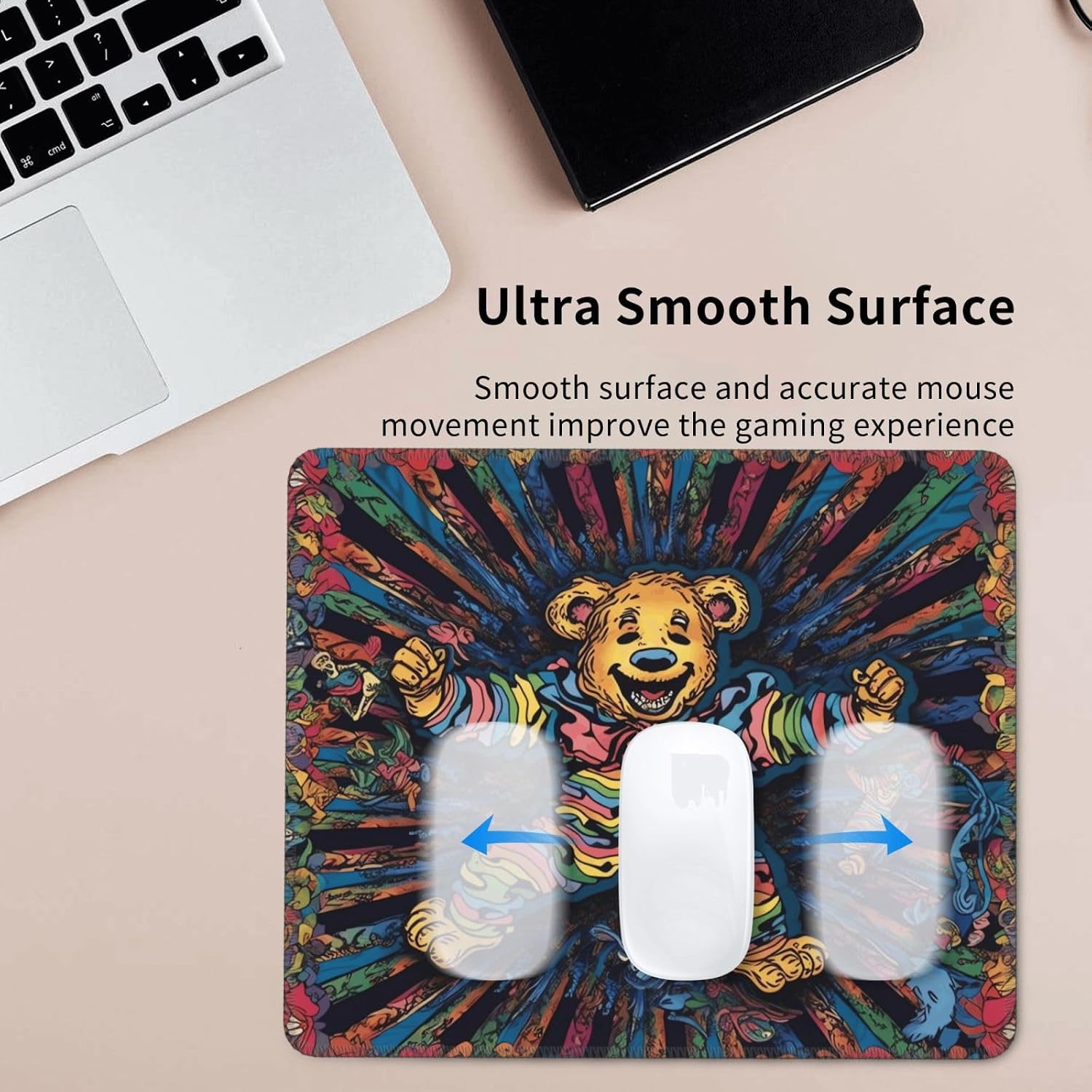 Grateful Dancing Bear Mouse Pad with Stitched Edge, Comfortable Mouse Pads with Non-Slip Rubber Base Gaming Mouse Mat Washable Mousepads Computers Laptop Desk Accessories for Office 10 x 12 inch image 4