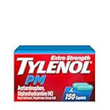 Tylenol PM Extra Strength Nighttime Pain Reliever & Sleep Aid Caplets, 500 mg Acetaminophen & 25 mg Diphenhydramine HCl, Relief for Nighttime Aches & Pains, Non-Habit Forming, 150 ct