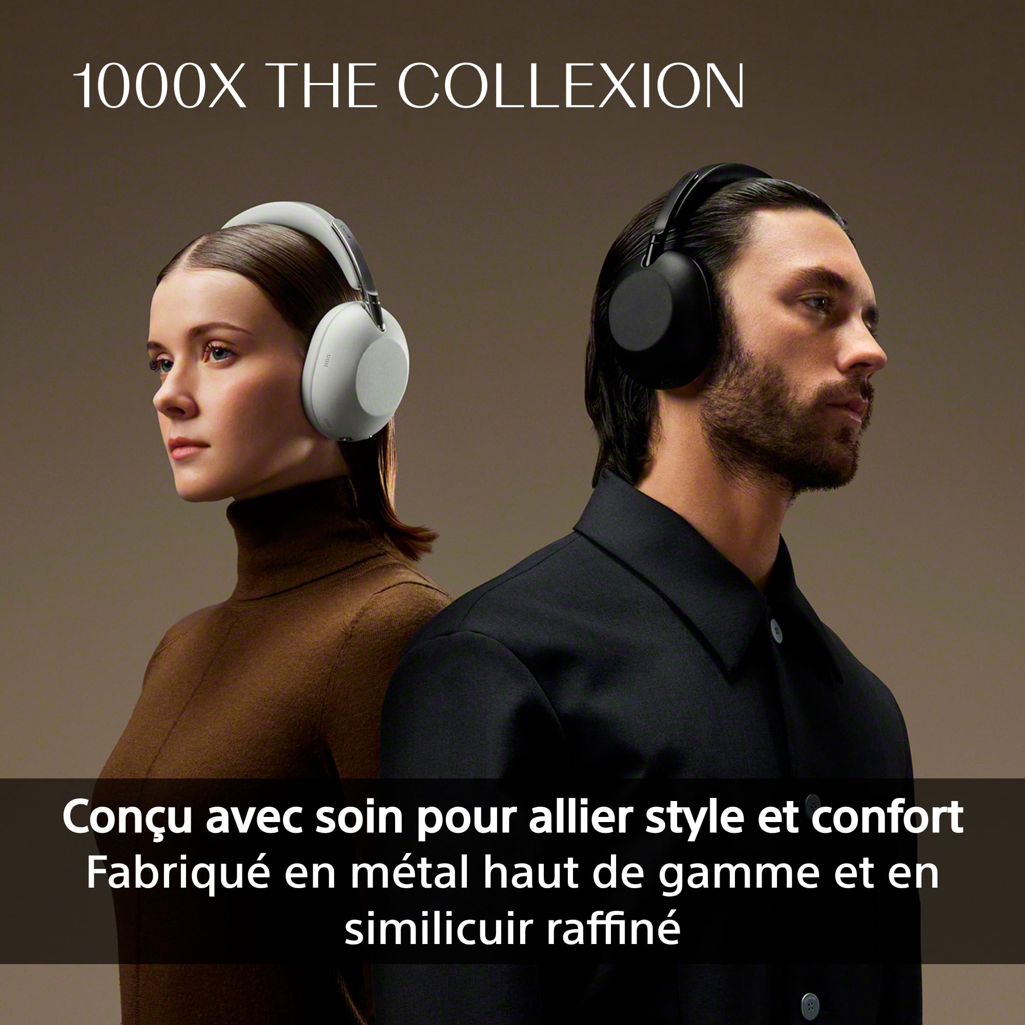 Casque Bluetooth sans fil de luxe SONY 1000X THE COLLEXION, son haute résolution de qualité studio, réduction de bruit haut de gamme, audio spatial 360°, étui résistant, compatible iOS et Android–Noir