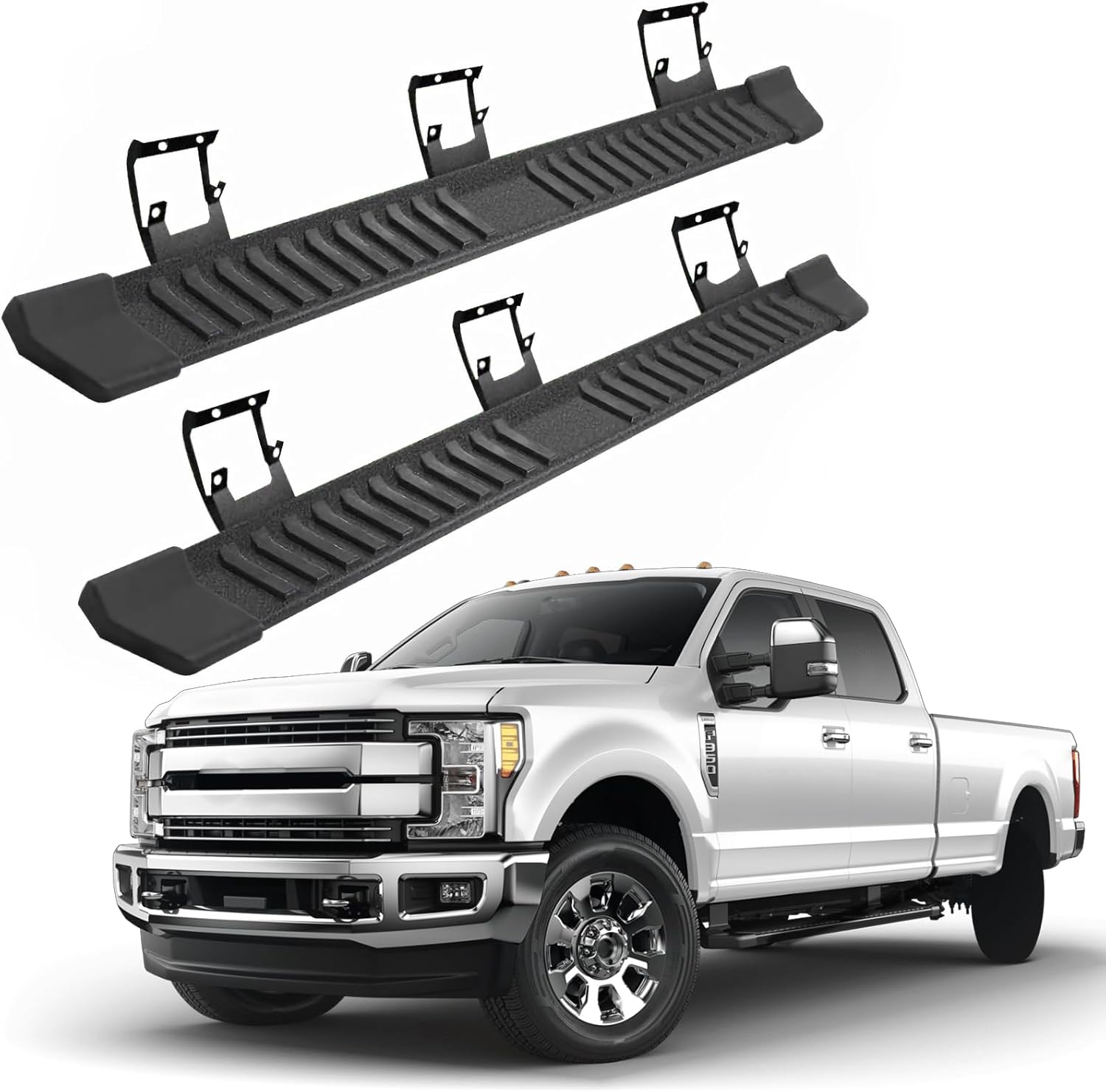SCITOO 6.3 Inches Running Boards Compatible for 2017-2023 for Ford for F-250 Superduty Crew Cab (4 Full-Size Doors), A Pair Running Boards & Side Step Nerf Bar(Black)