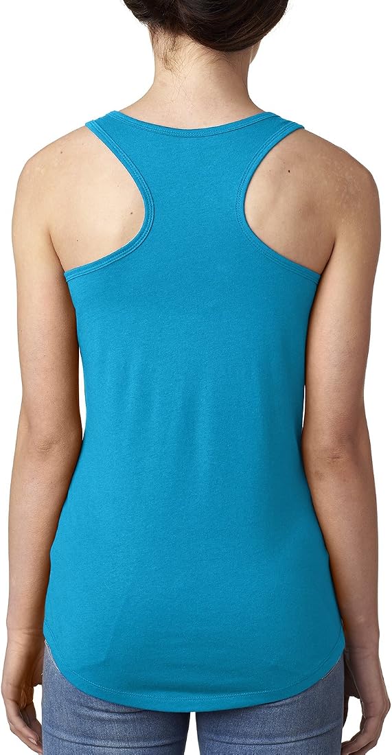 Next Level Apparel Women's Ideal Racerback Tank Top - Turquoise/Orange, X-Large, 60% Cotton 40% Polyester - View #7