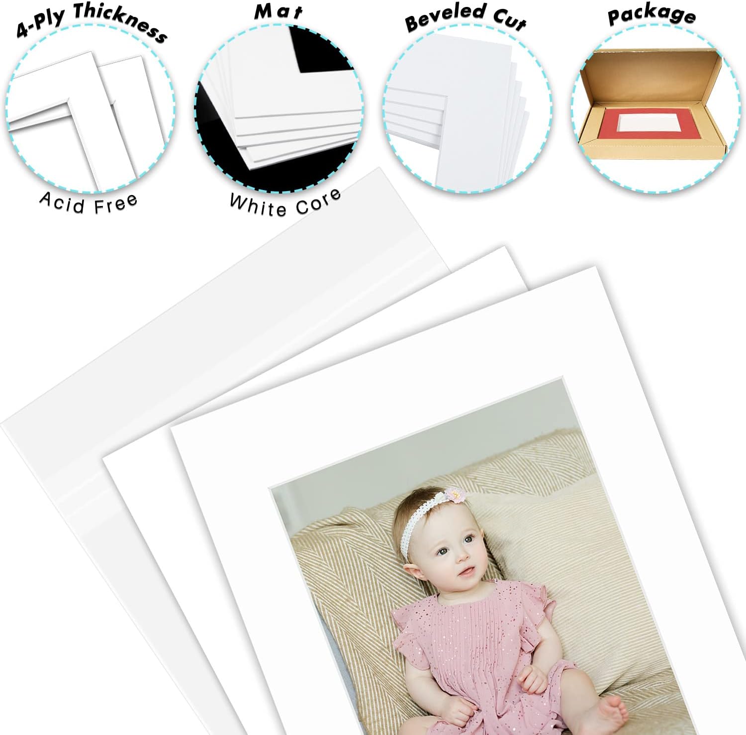 Golden State Art, Acid Free, Pack of 10 11x14 White Picture Mats Mattes with White Core Bevel Cut for 8x10 Photo + Backing + Bags