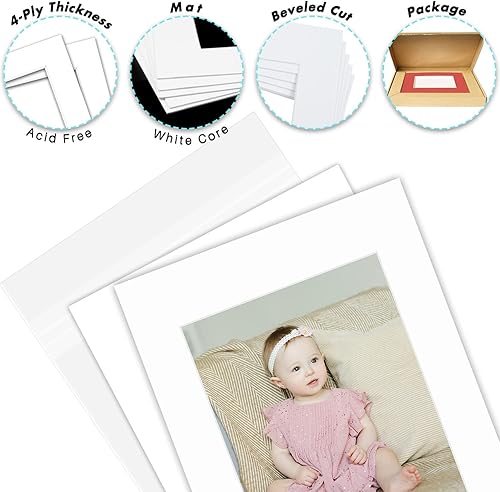 Miniatura 10 de 11x 14pulgadas color blanco esteras de respaldo Juego completo