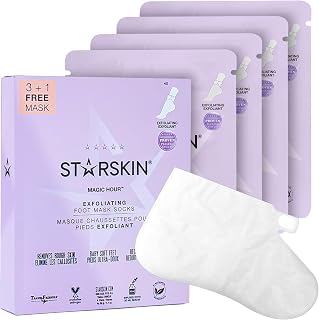 STARSKIN Magic Hour Foot Peeling Mask, 4 Pieces, Exfoliating Socks with Lactic Acid, Gentle Callus Removal, K-Beauty Foot Care